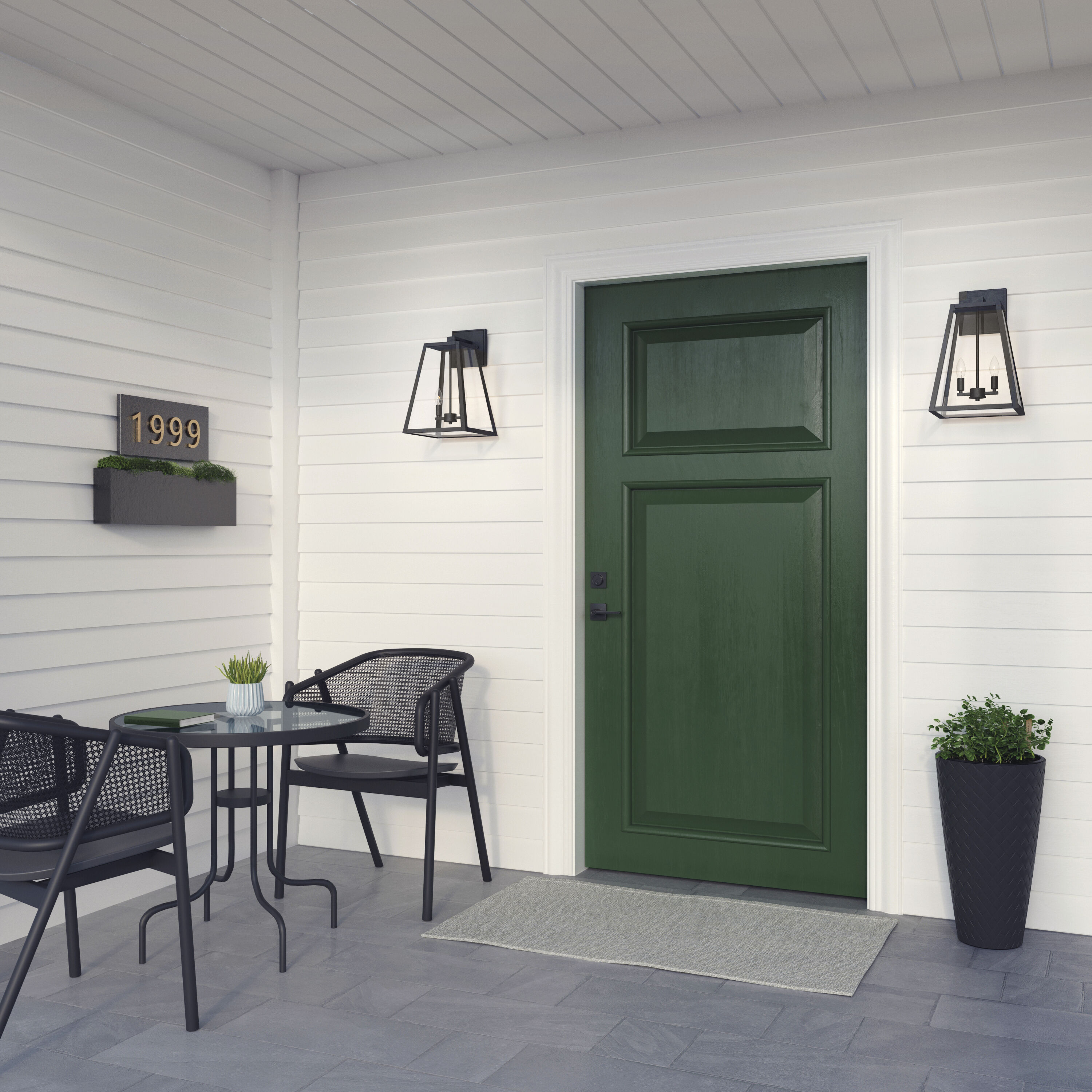 Grant 2 Light 17 inch Powder Coated Black Outdoor Wall Sconce